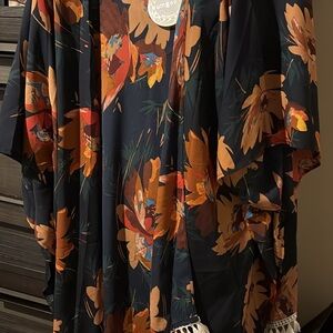 Umgee Floral Kimono with Tassels 1x/2x